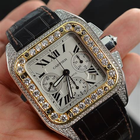 mens diamond cartier watch|cartier diamond watch men's gold.